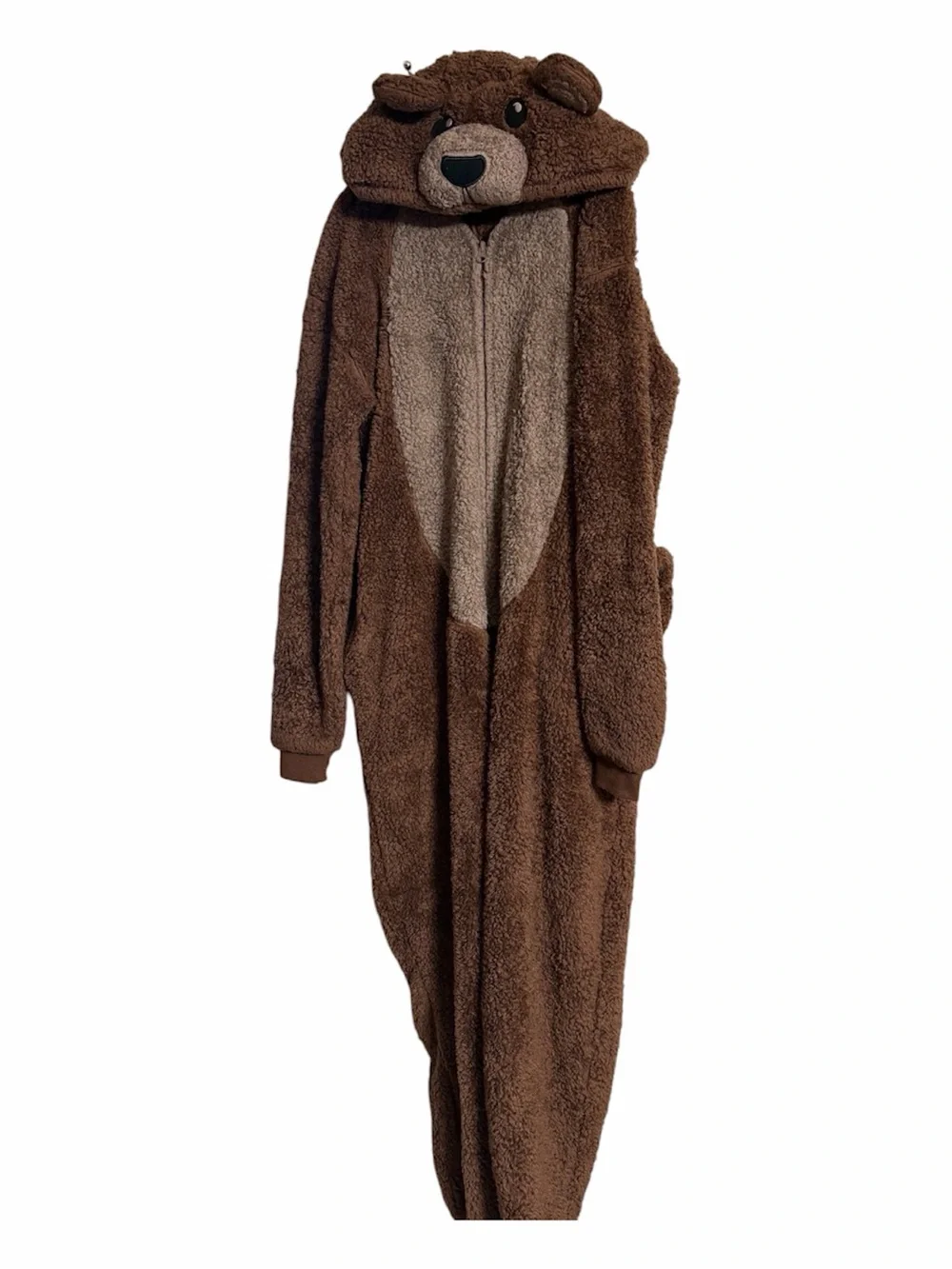 Cozy Brown Bear Kids Pajama One piece- Hooded Plush Sleepwear Women’s S